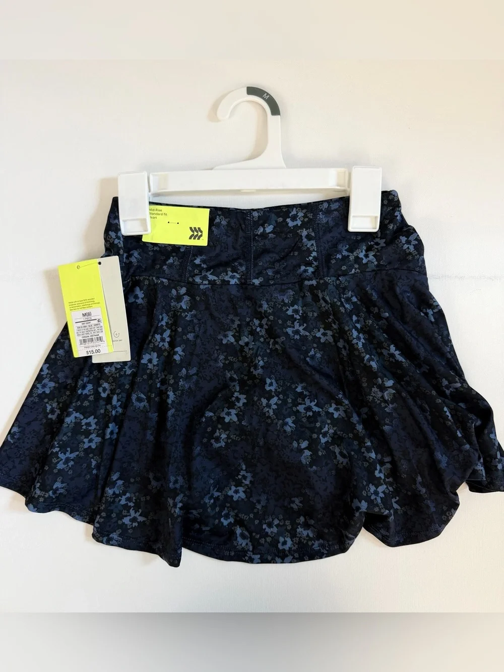 all in motion Navy Blue Floral Layered Skort w/Drawstring Adjustable Fit NWT
